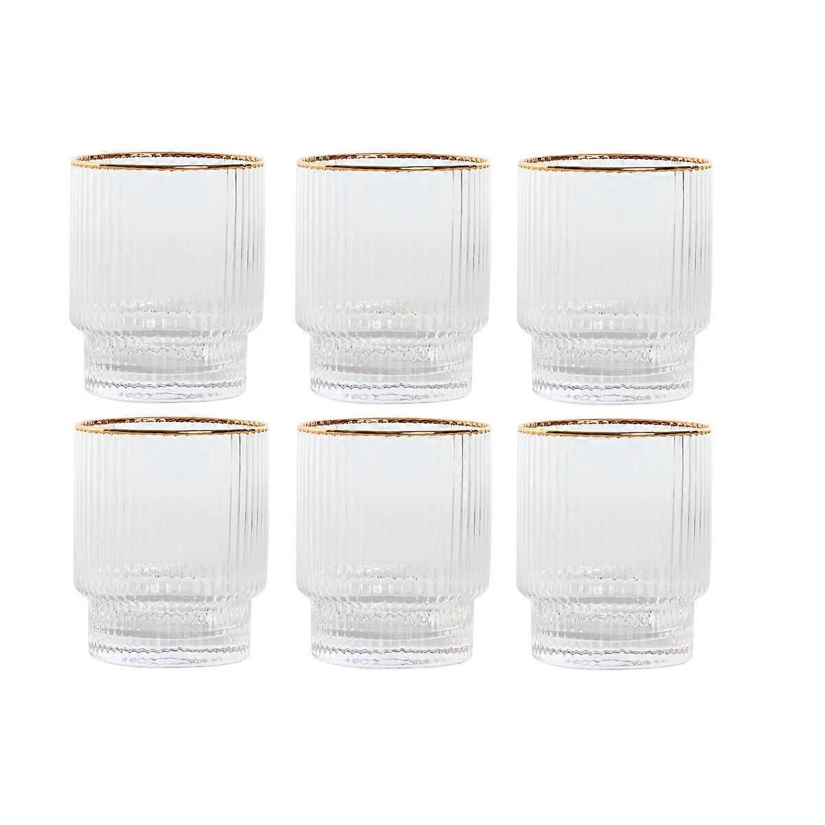 Set brillen Home ESPRIT Transparant Gouden Kristal 320 ml (6 Stuks)