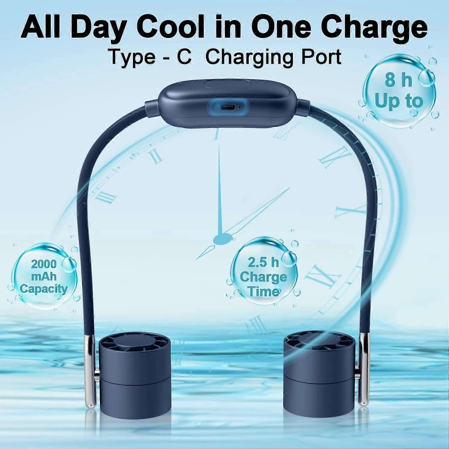 Bærbar håndfri knivløs halsventilator