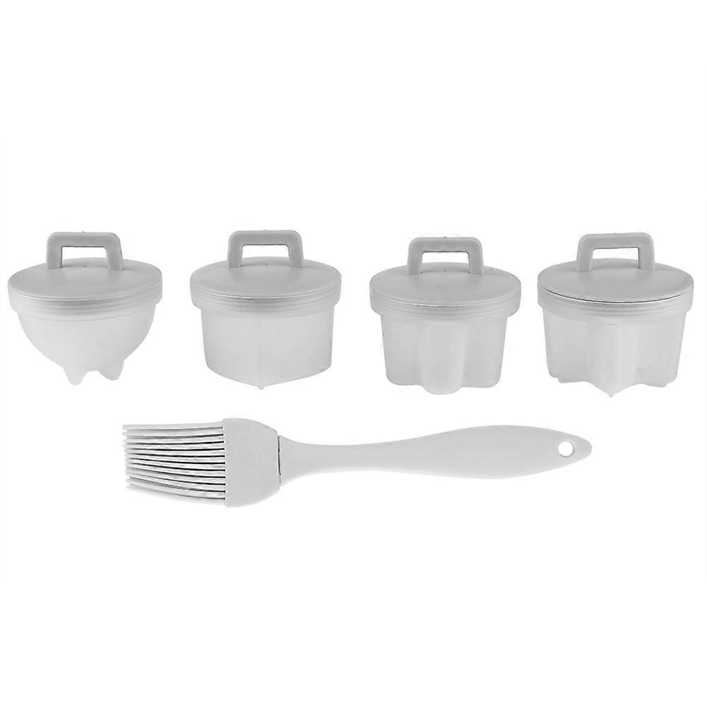 4Pcs Plastic Egg Cooker Boiler Pudding Mold with Oil Brush Cookware Kitchen Accessory
