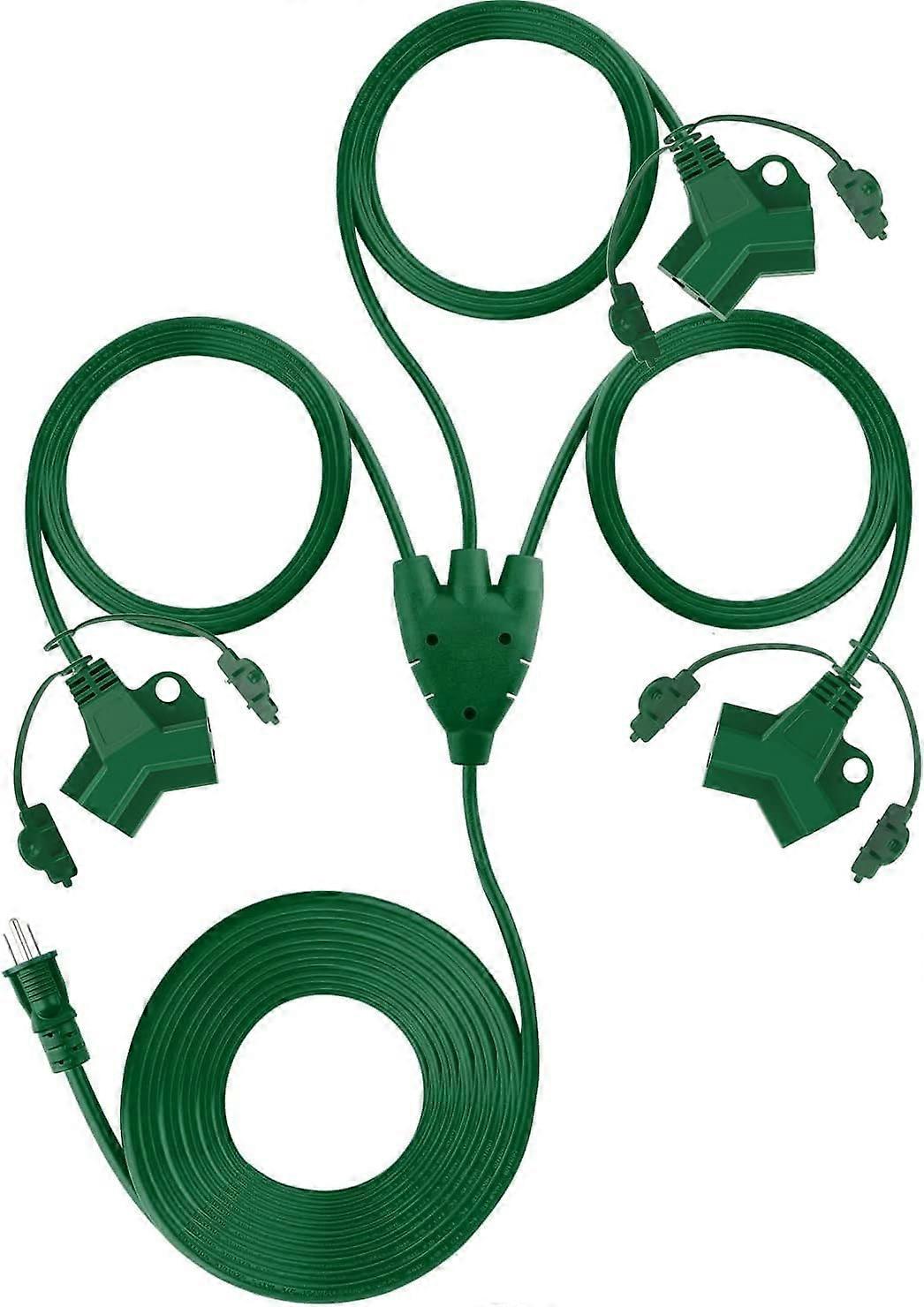 1 to 6 Outlet Splitter 100 FT Extension Cord, Direction 3 Multi Outlet Splitter for Christmas and Holiday Lighting
