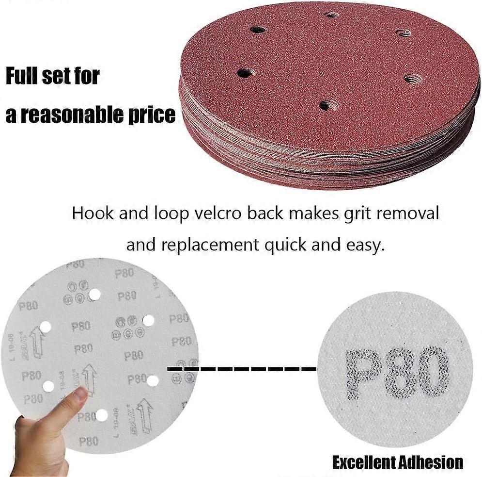 30 PCS 6 Inch 6-Hole Hook-and-Loop Sanding Discs Sander Paper For Drywall Sander 240 Grits
