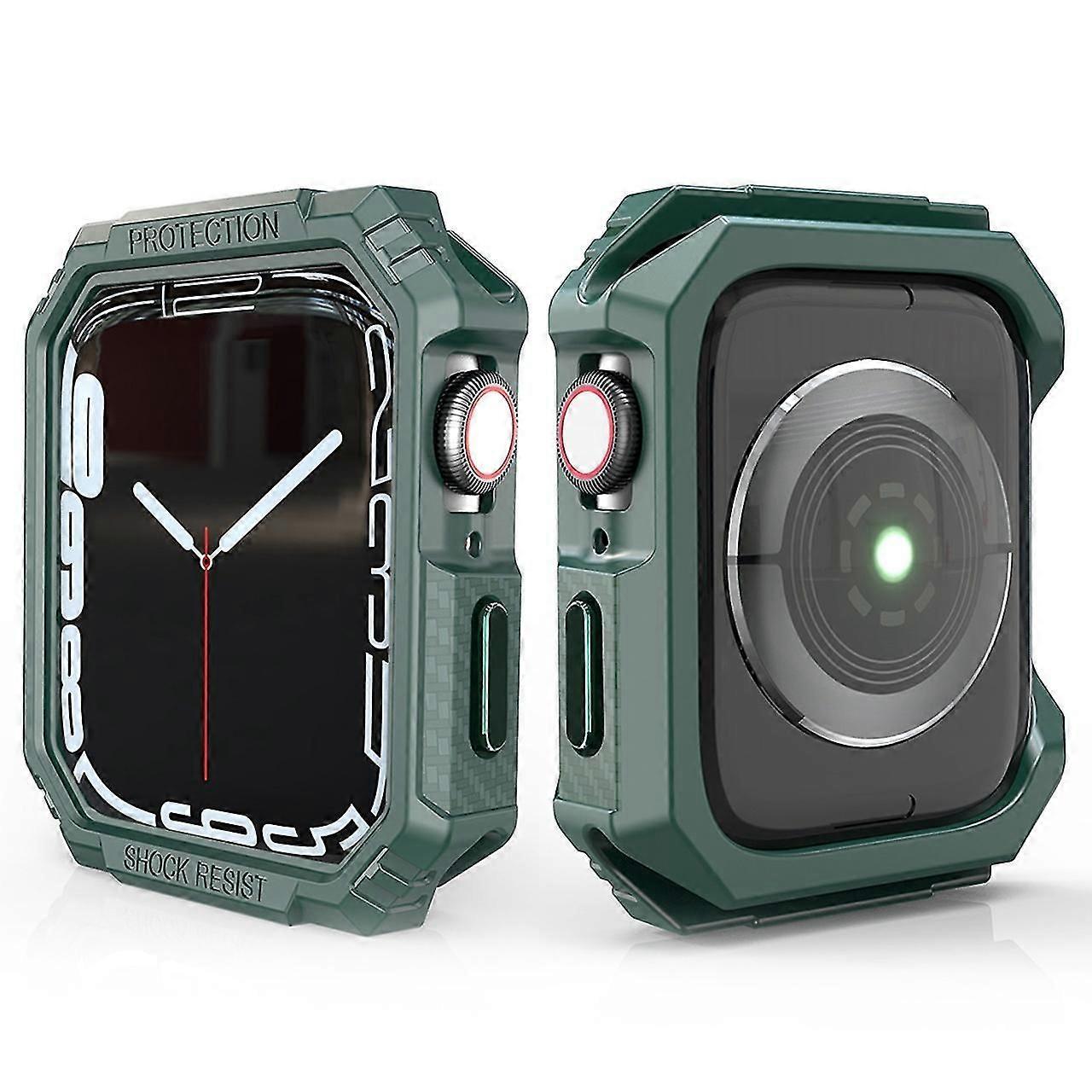 For Apple Watch Series 9/8/7 41mm Carbon Fiber Tpu Smart Watch Case Anti-collision Protective Frame