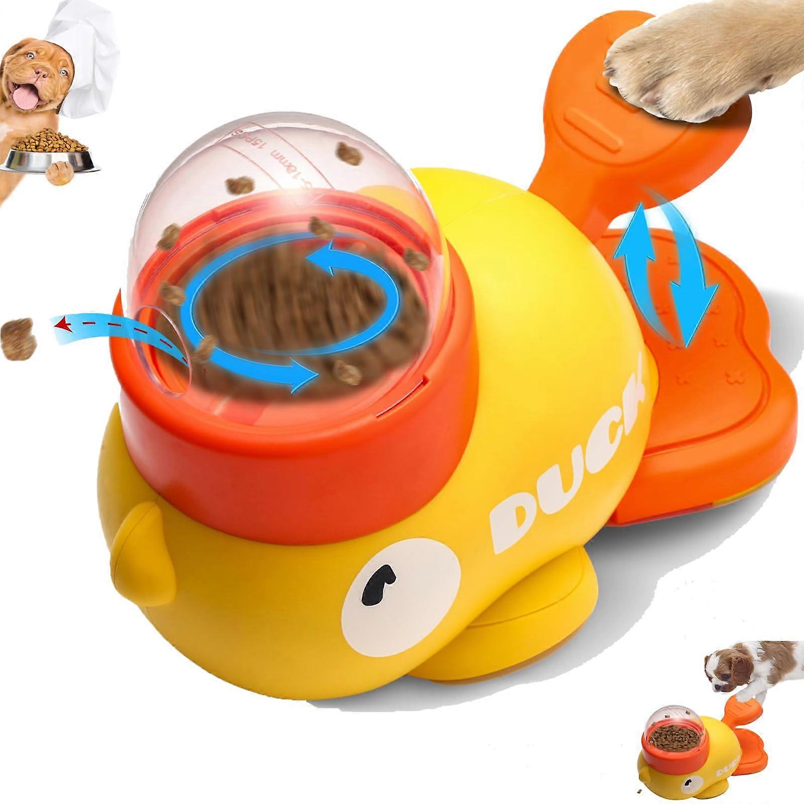 Duck Treat Dispenser, DuckShaped Interactive Dog Treat Dispenser with Button