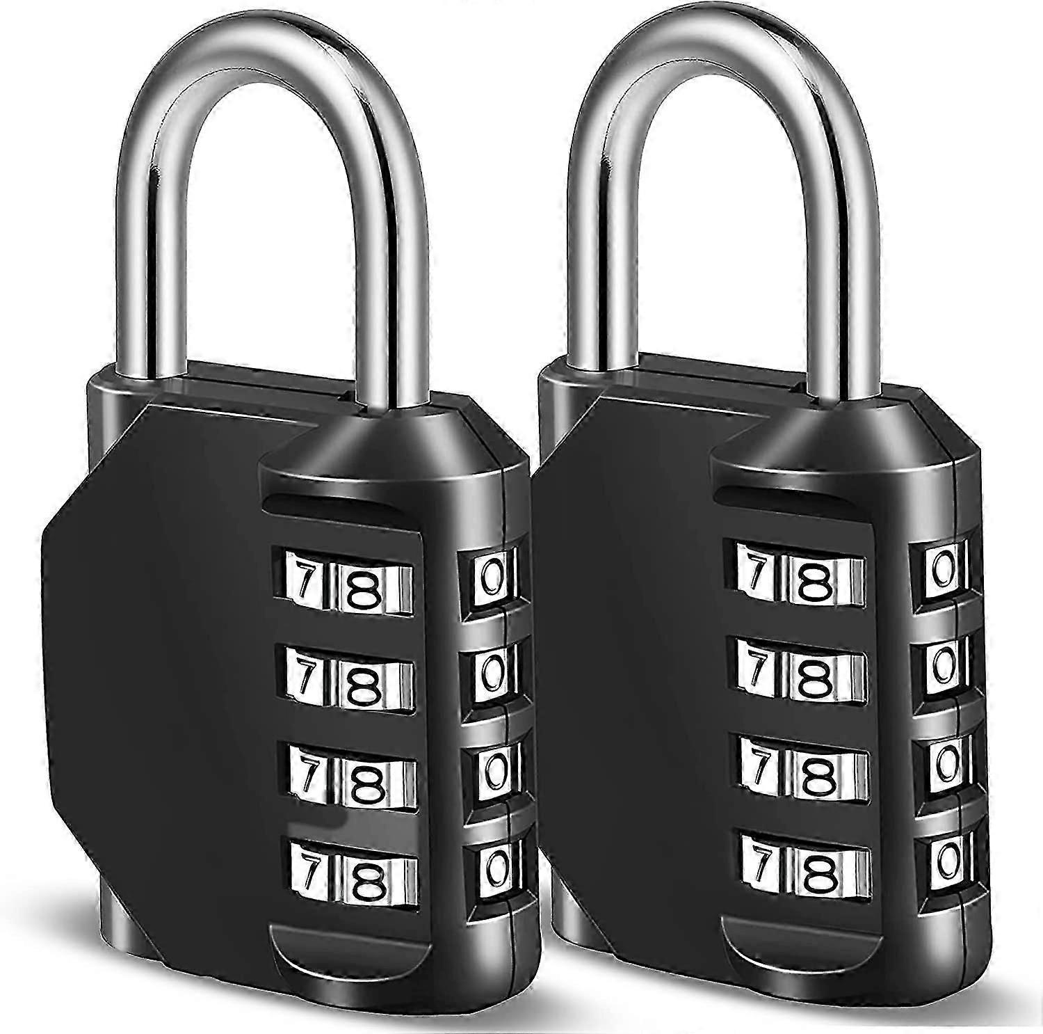Combination padlock - 4 digit black security padlock - Code padlock - Locker padlock - Suitcase padlock, Gimnasio, drawers (2 unit, black)