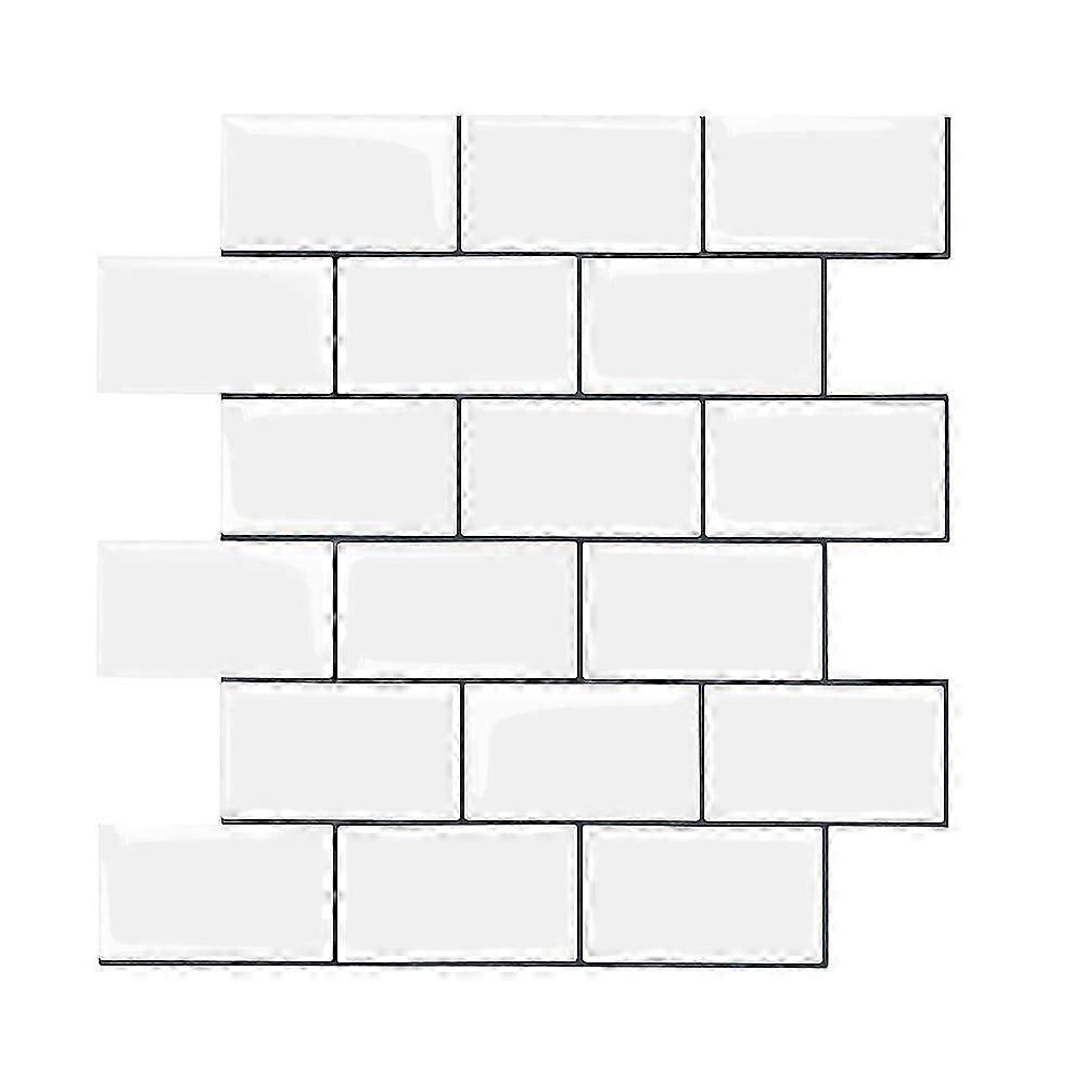 30.5 * 30.5cm Stick on Tiles,Peel and Stick Subway Tile Backsplash, Shiny White(1-Pack)