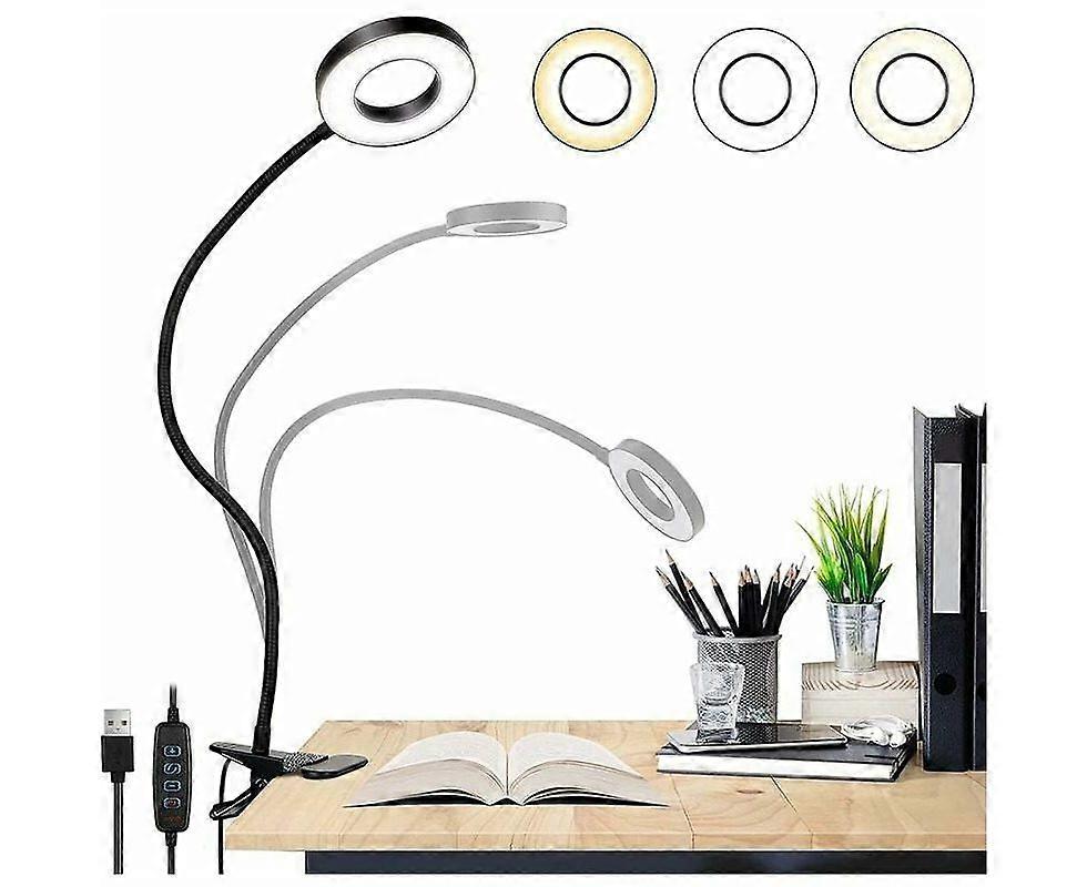 USB Clip Lamp with 48 LEDs, 3 Modes, 10 Brightness Levels, Eye Care Design, 360 Gooseneck, Anti-Slip Base