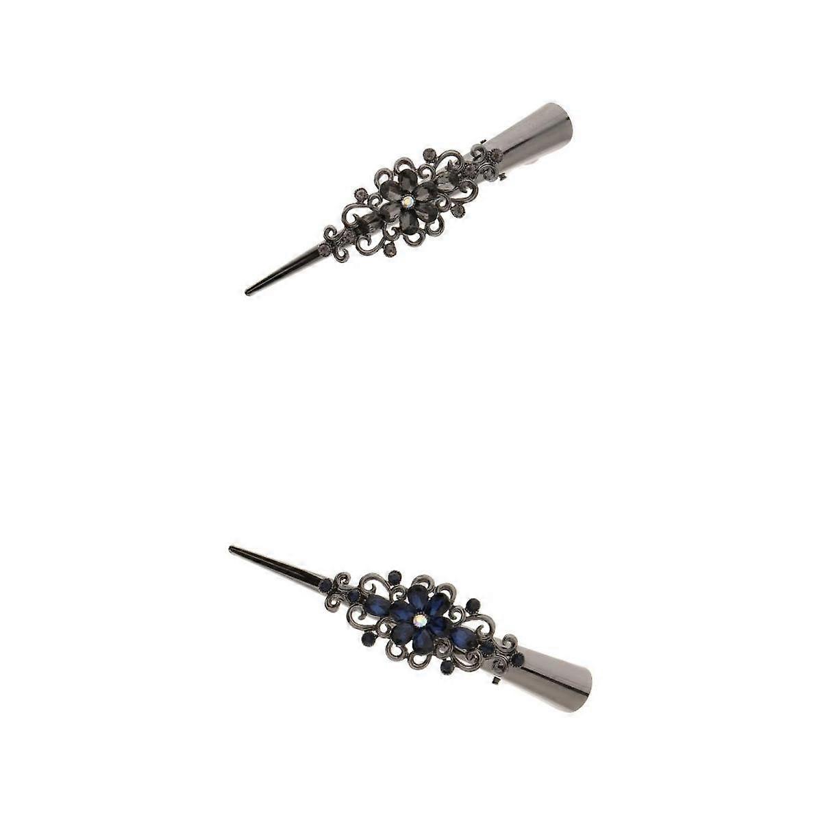 2 Stück Metall Strass Haar Krokodil Clips