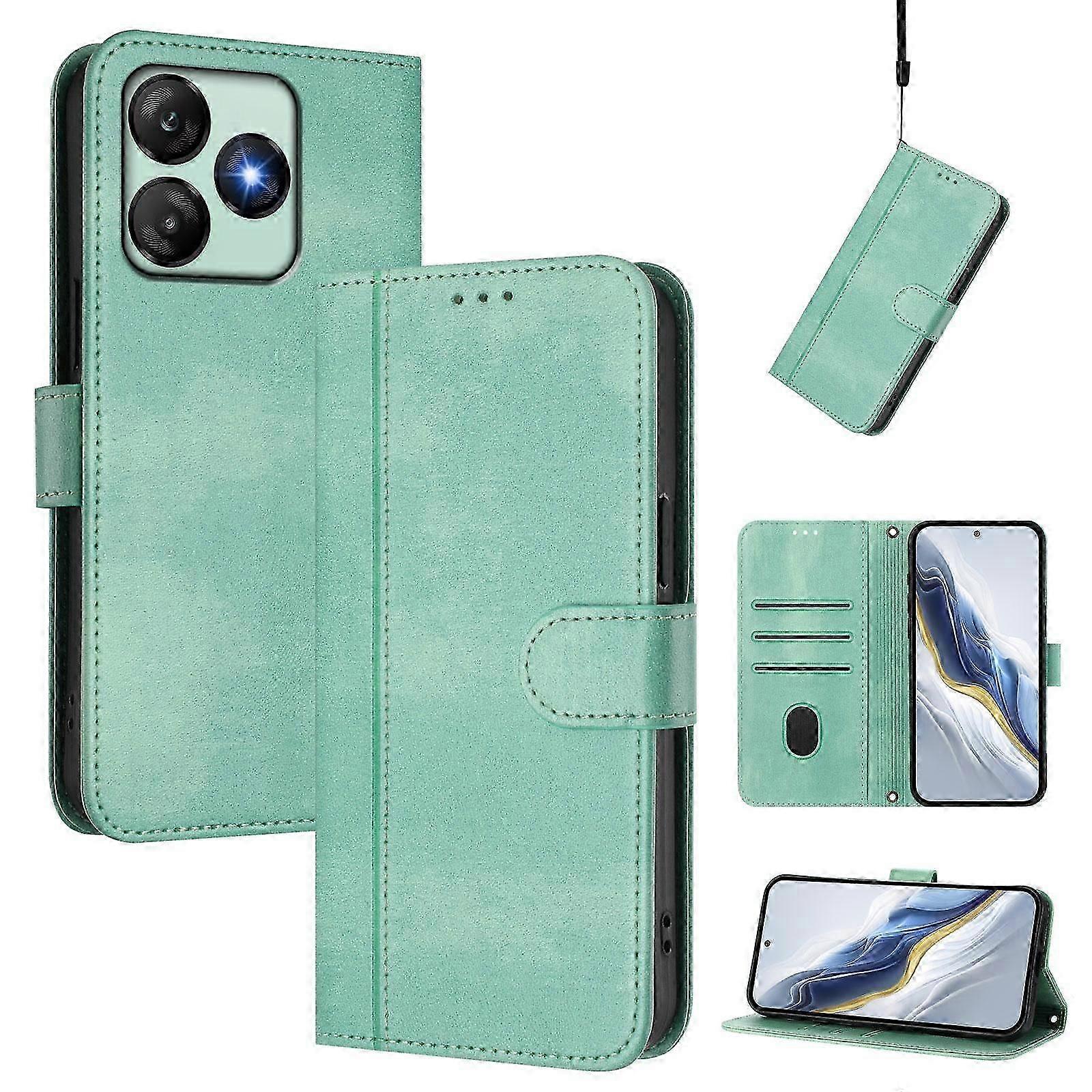 Line Splicing Buckle Retro Leather Phone Case