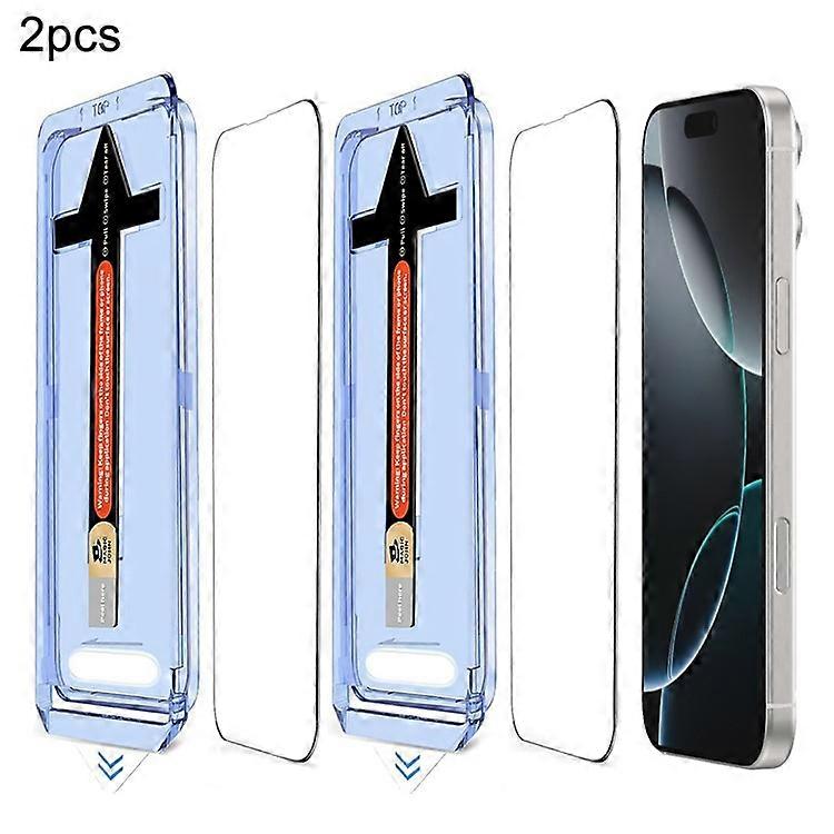 2 Sets Compatible For iPhone 16 Pro Tempered Glass HD Clear Screen Protector with Automatic Dust Removal Tool