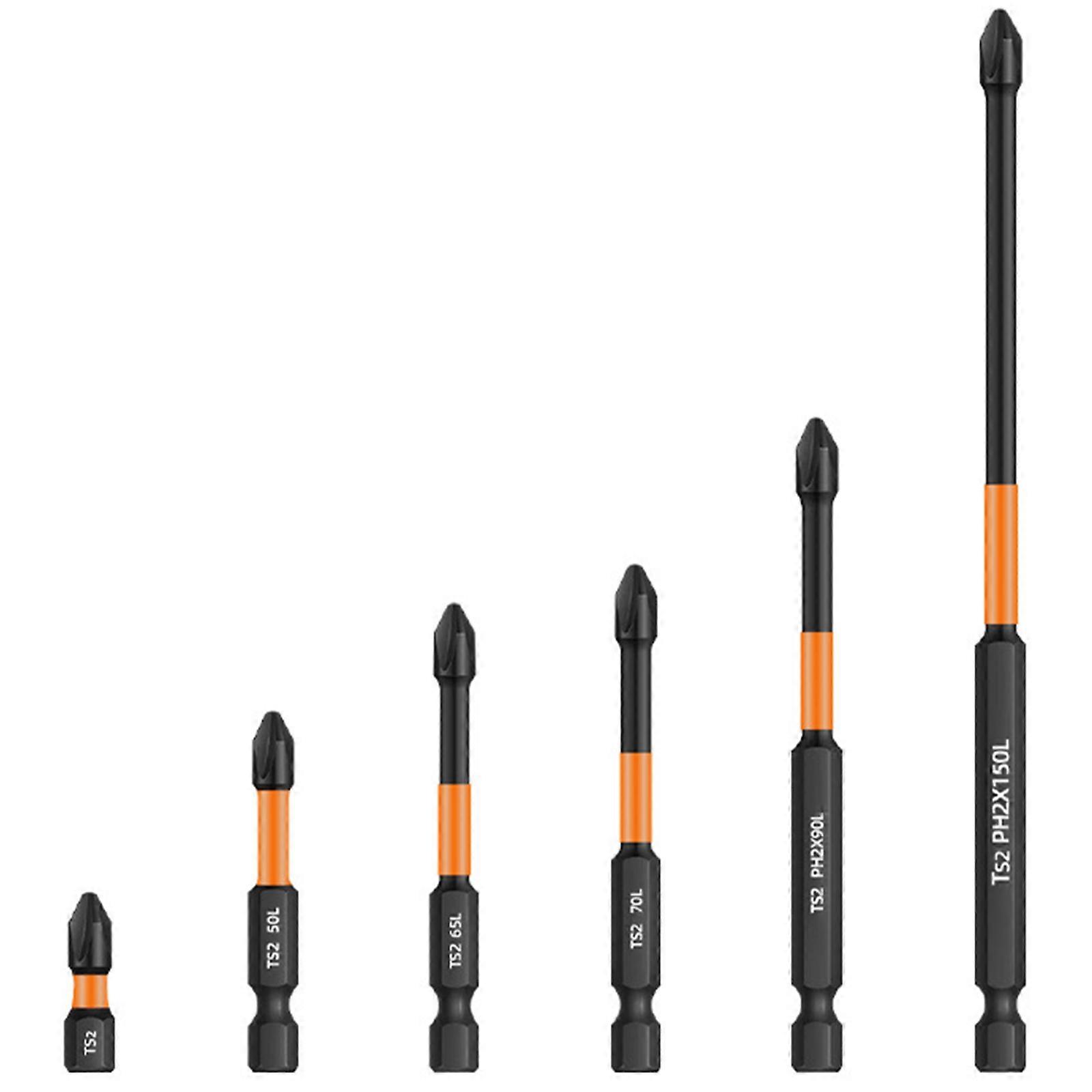 Cross Impact Screwdriver Bits Set Strong Magnetic Batch Head High Hardness 25/50/65/70/90/150mm Non-slip Screwdrivers Multicolor