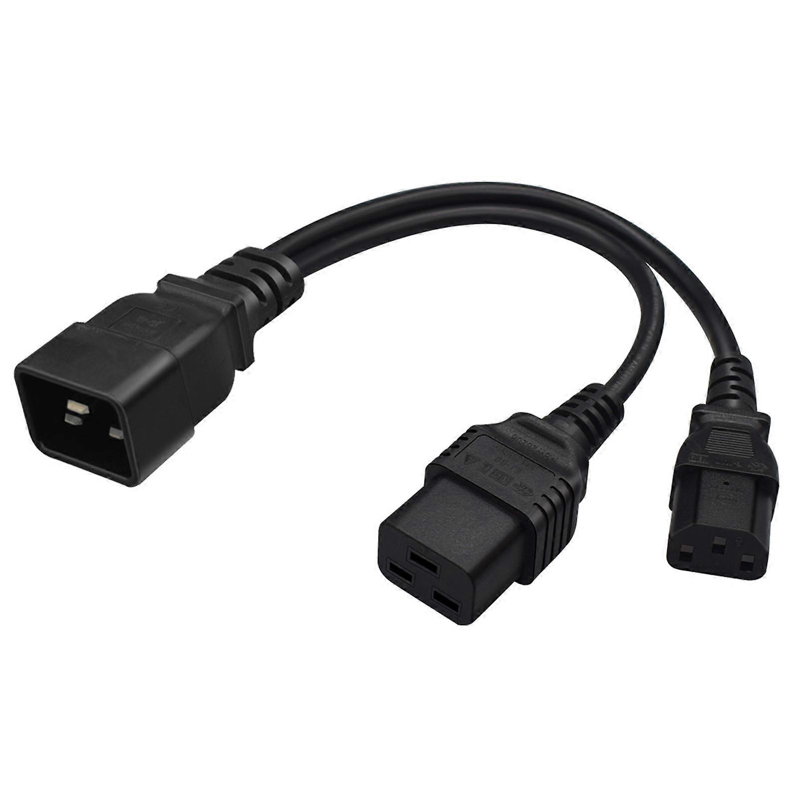 C20 auf C13+C19 Y Splitter Netzstecker Kabelkonverter Single IEC 320 C20 Stecker auf C13+C19 Splitter Adapter Kabel Kabel 32cm