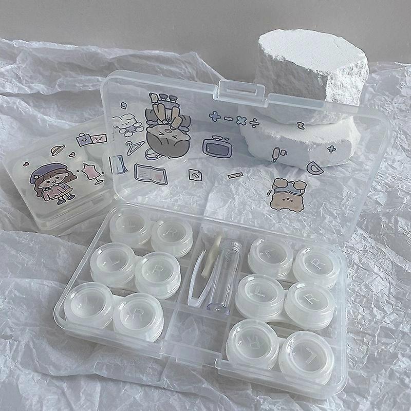 6 Pack Transparent Contact Lens Case Contact Lens Soak Storage Kit