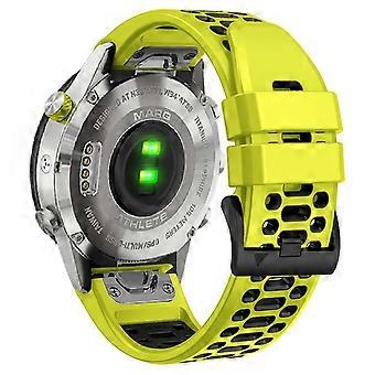 Kompatibel für Garmin Fenix 7X / 7X Pro / 6X QuickFit 26mm Uhrenarmband mit drei Reihen Löchern und zweifarbigem Silikonarmband