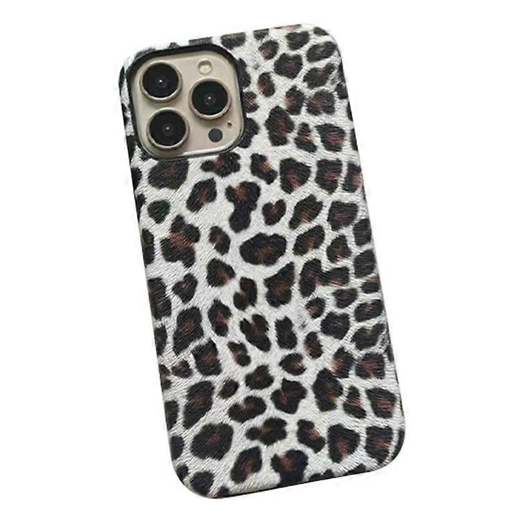 Compatible For iPhone 15 Pro Max Leopard Print Phone Case PC+PU Leather Back Cover (Not Complete Covering)