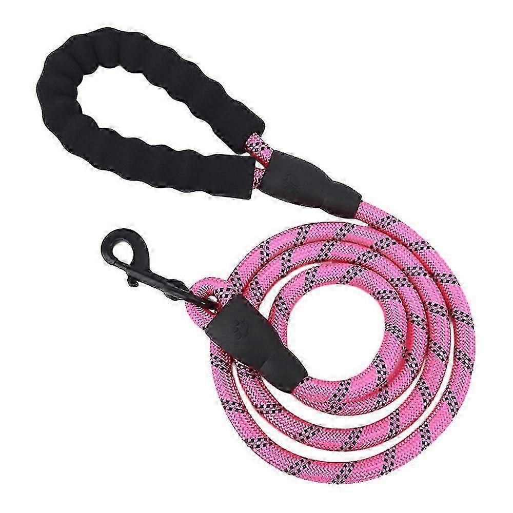 Durable Reflective Nylon Dog Leash with Pink Straps