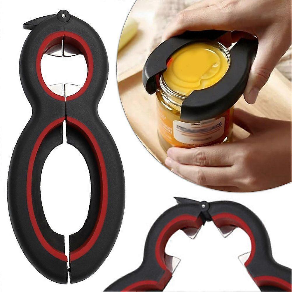 6 in 1 Multifunctional Can Opener Non Slip Lightweight Easy Grip for Home Kitchen Bar Party Use