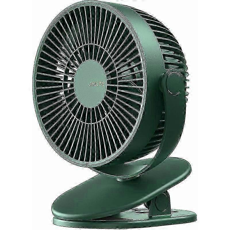 Mini Clip Fan, Piccolo Ventilatore USB, Piccolo e Silenzioso, Adatto per Letto, Scrivania, Passeggino - Verde Scuro