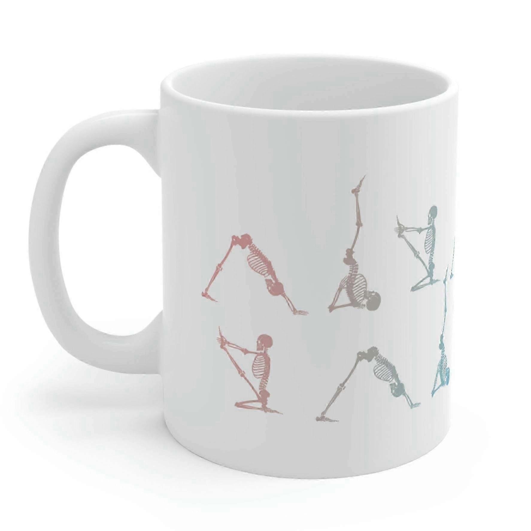 Yoga Poses Mug Featuring a Skeleton Design for Yoga Enthusiasts and Gift Ideas