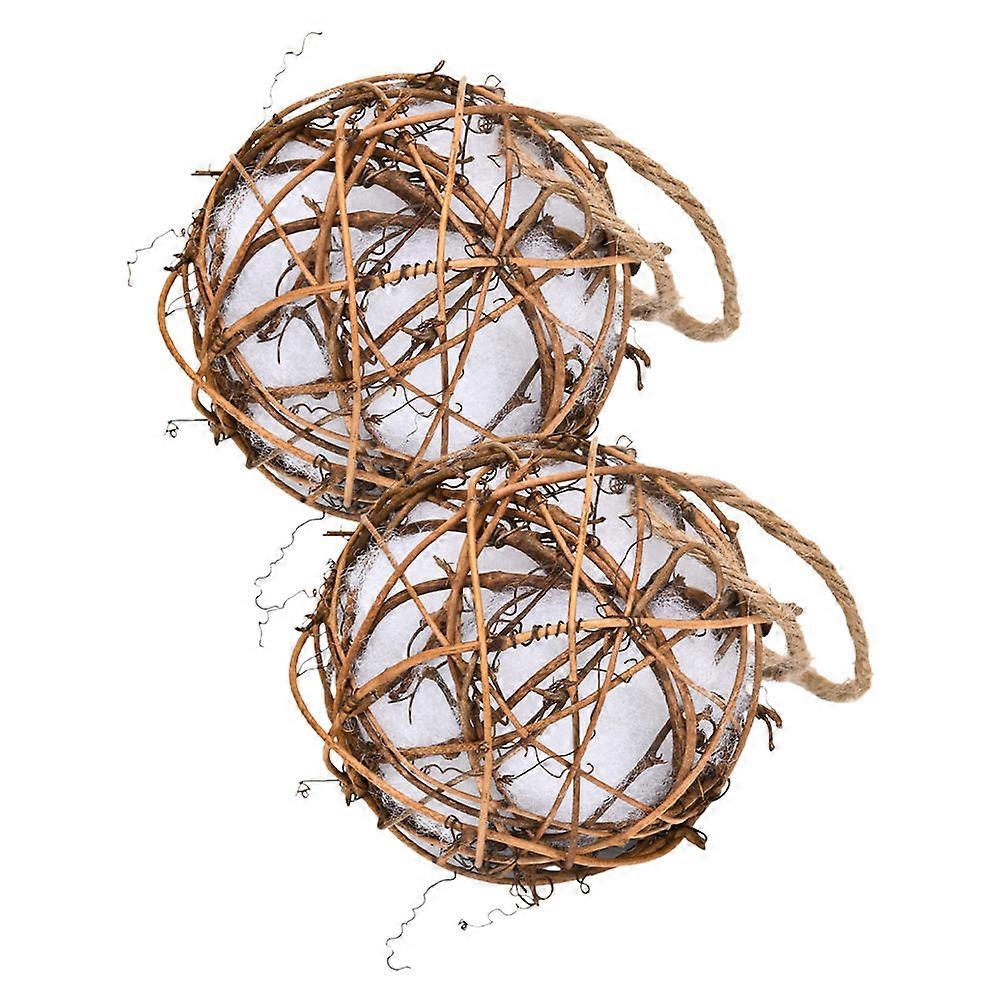 Rattan Ball Bird Toy Hummingbird Shape Bird Cage Chew Toys Pet Carrier Use Chewing Toy 2Pcs