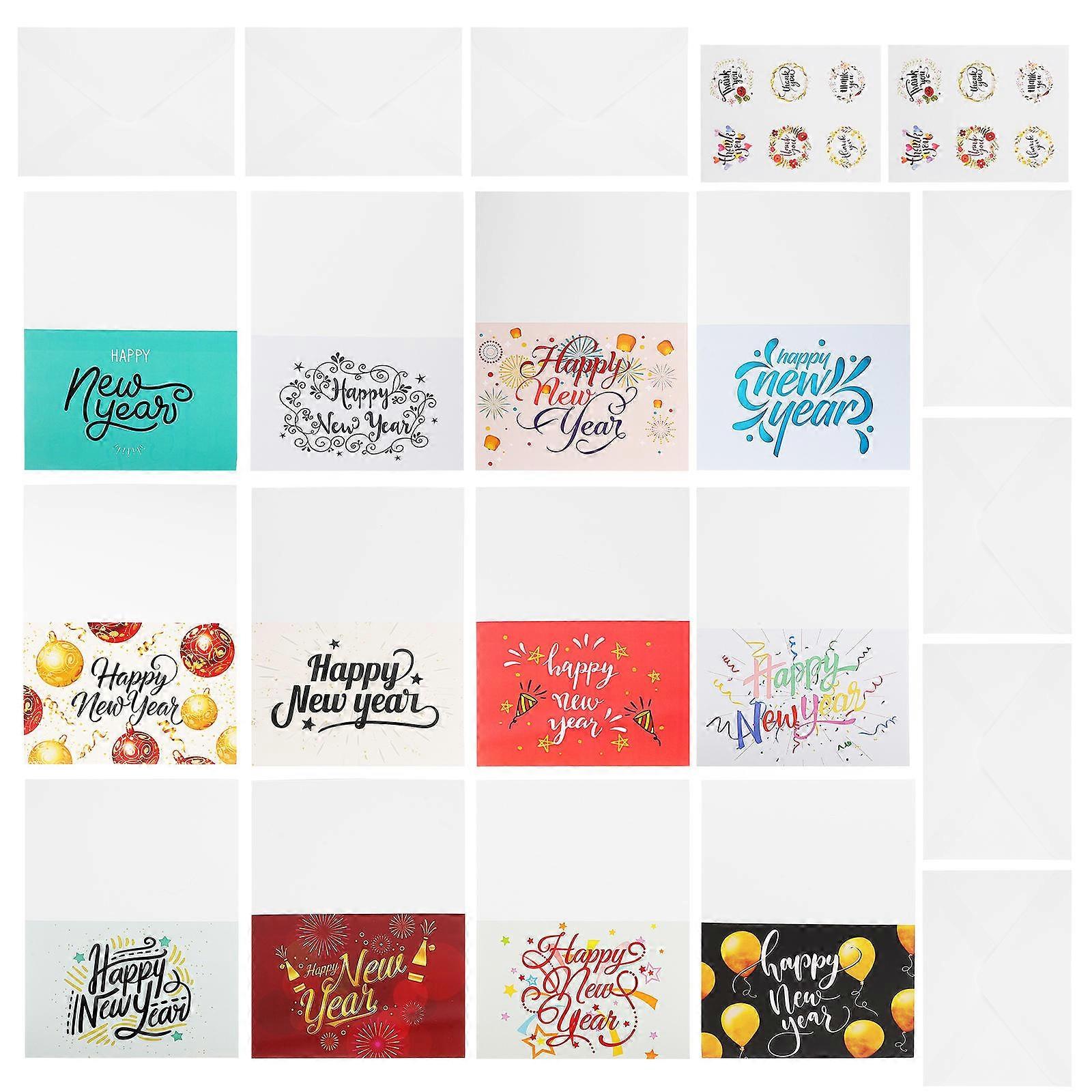 Happy New Year Cards Bulk For Festive Atmosphere Creation Rectangular Shape 12Pcs