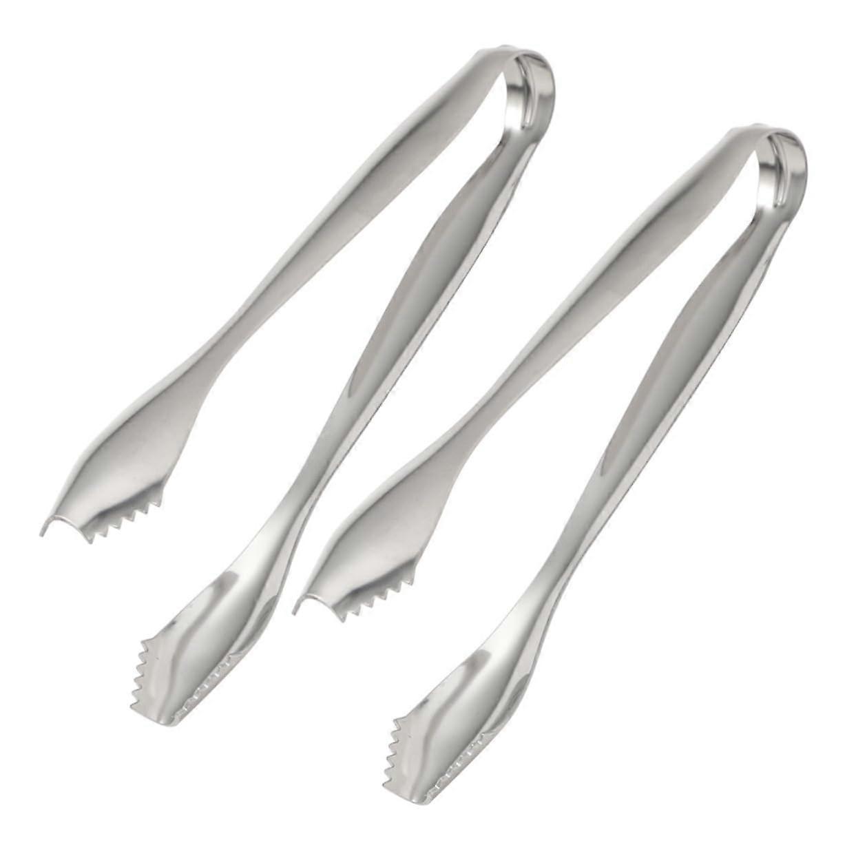 2 Pieces Stainless Steel Ice Tongs for Sugar Cubes, Ice Cubes, and Snacks - Durable and Rust-Resistant Serving Utensils