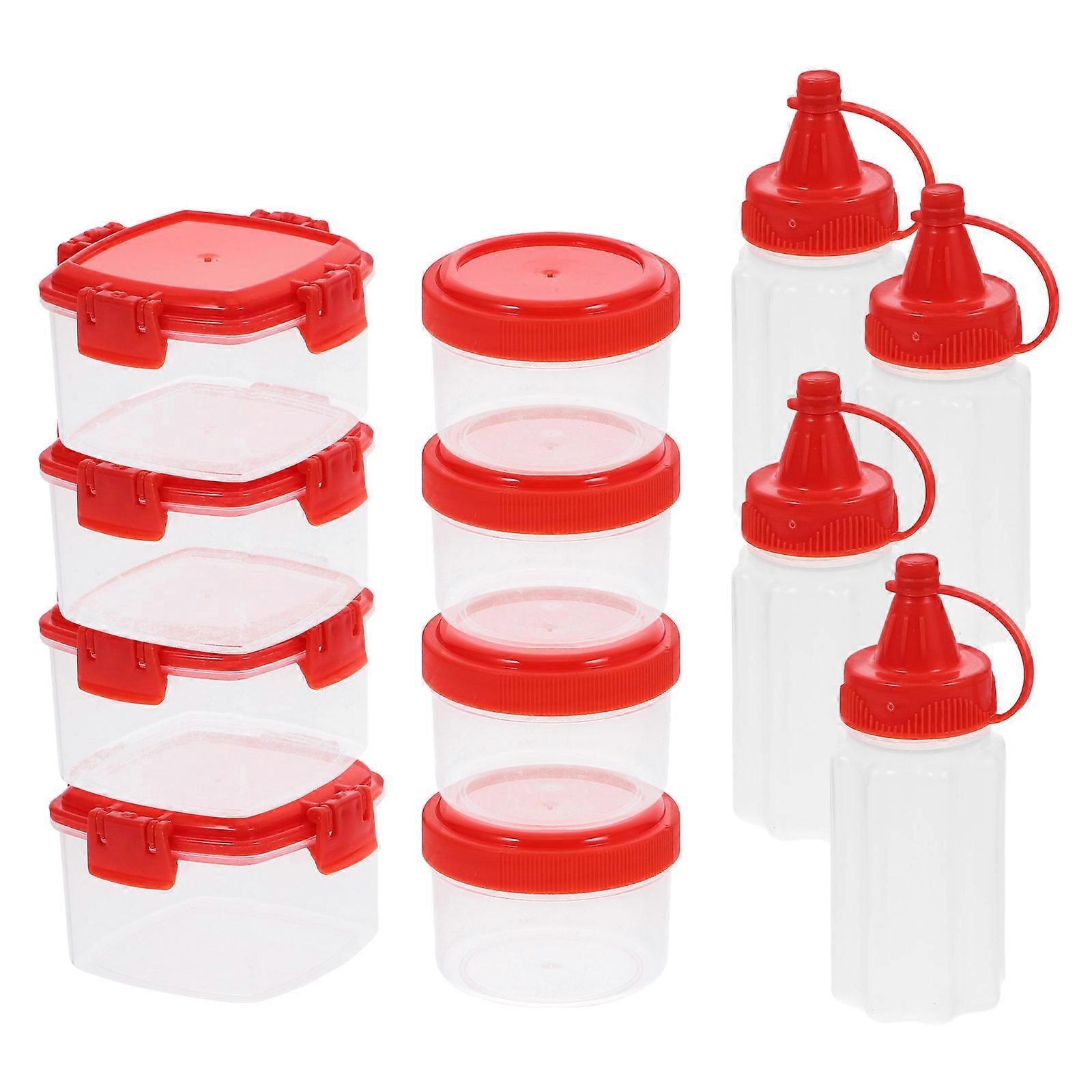 Sauce Boxes For Outdoor Reusable Sauce Squeeze Bottle Kit Camping Gear Red Condiment Container 12Pcs