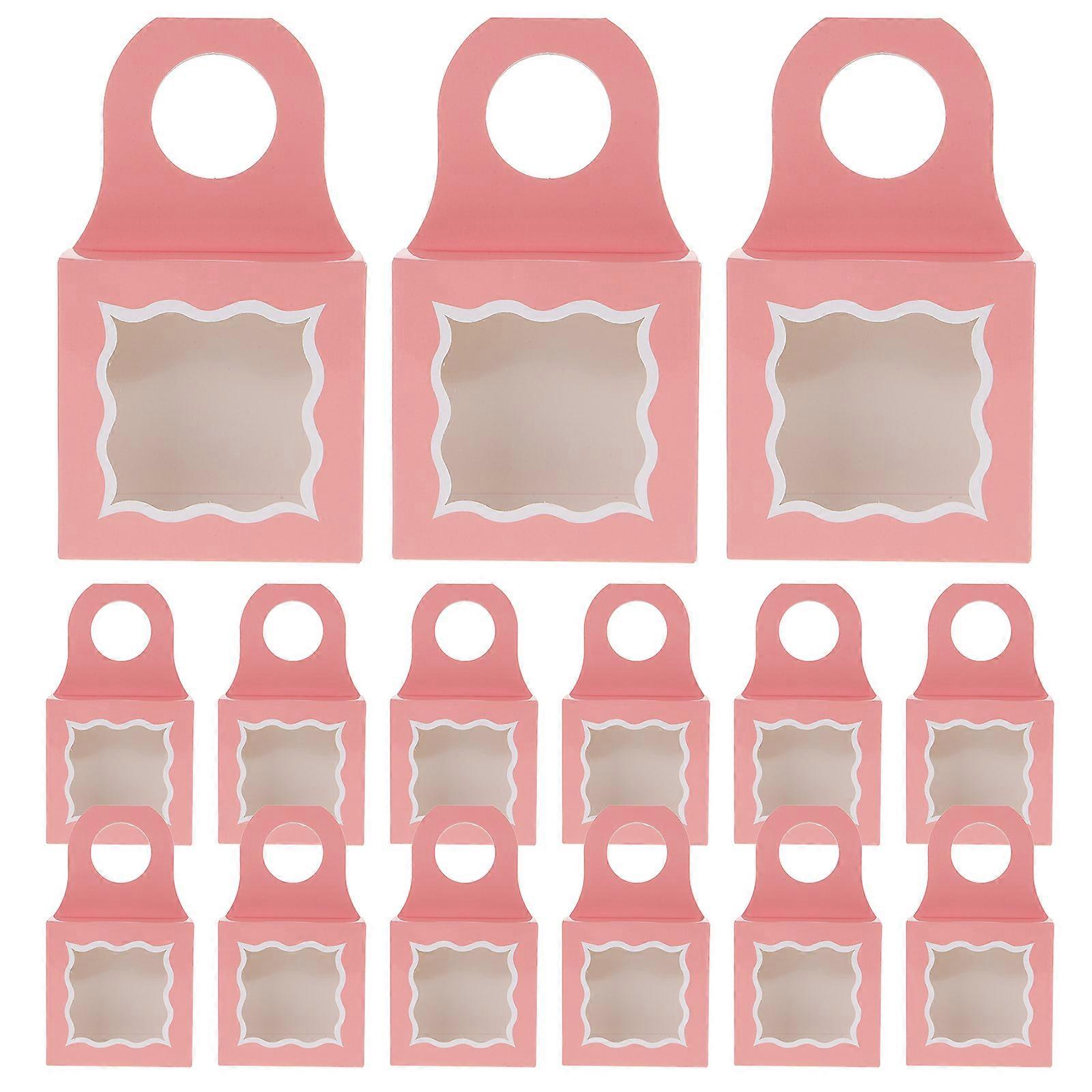 Compartment Box Kraft Paper present Box Hanging Elegant Design Pink 9.00X9.00X3.00CM 25Pcs