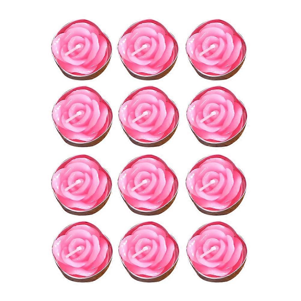 Rose Floating Candles Pink Flameless for Wedding Receptions Indoor Dining 12Pcs