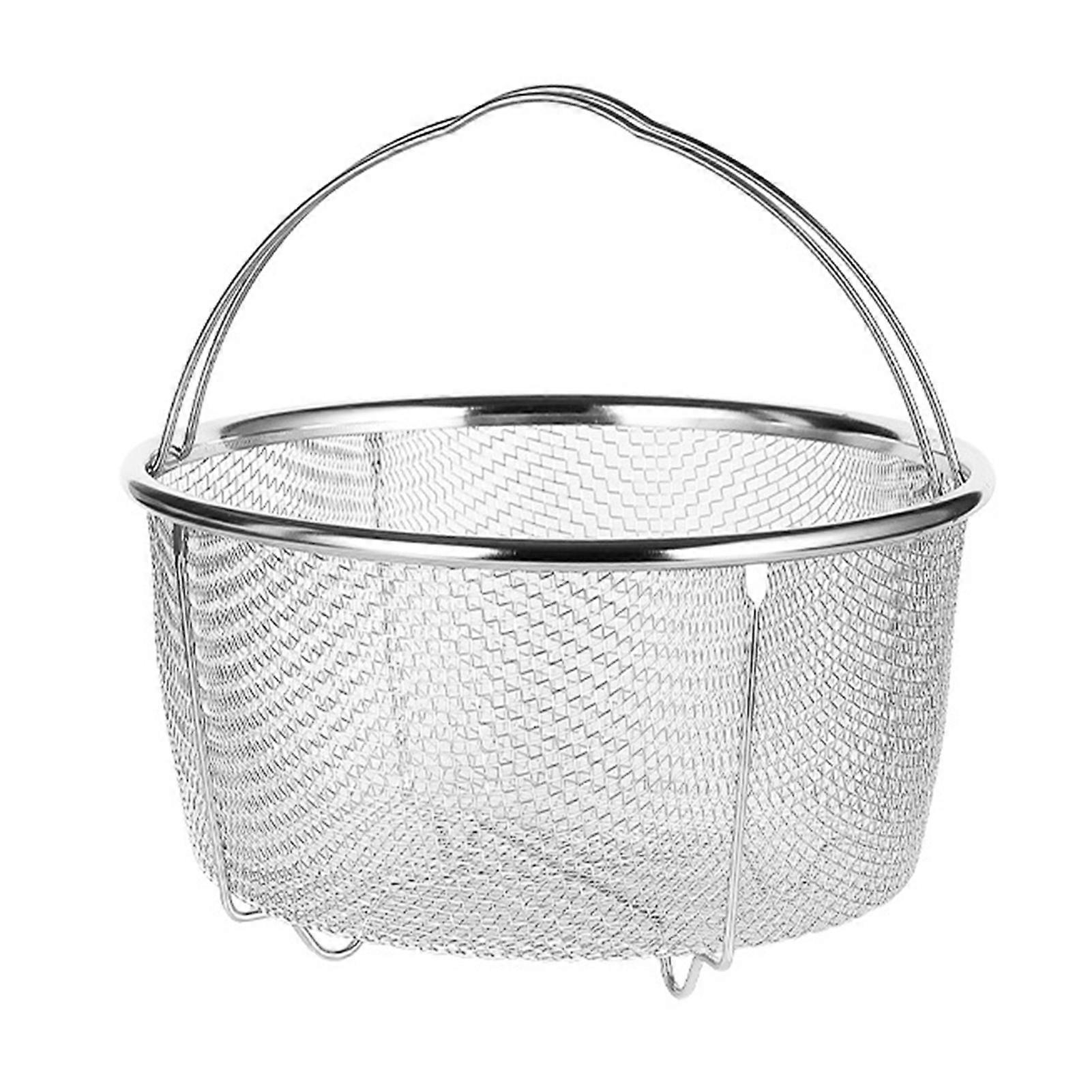 Panier vapeur en maille d'acier inoxydable, poignées confortables, résistant à la chaleur, pour la cuisine, 18 x 18 cm