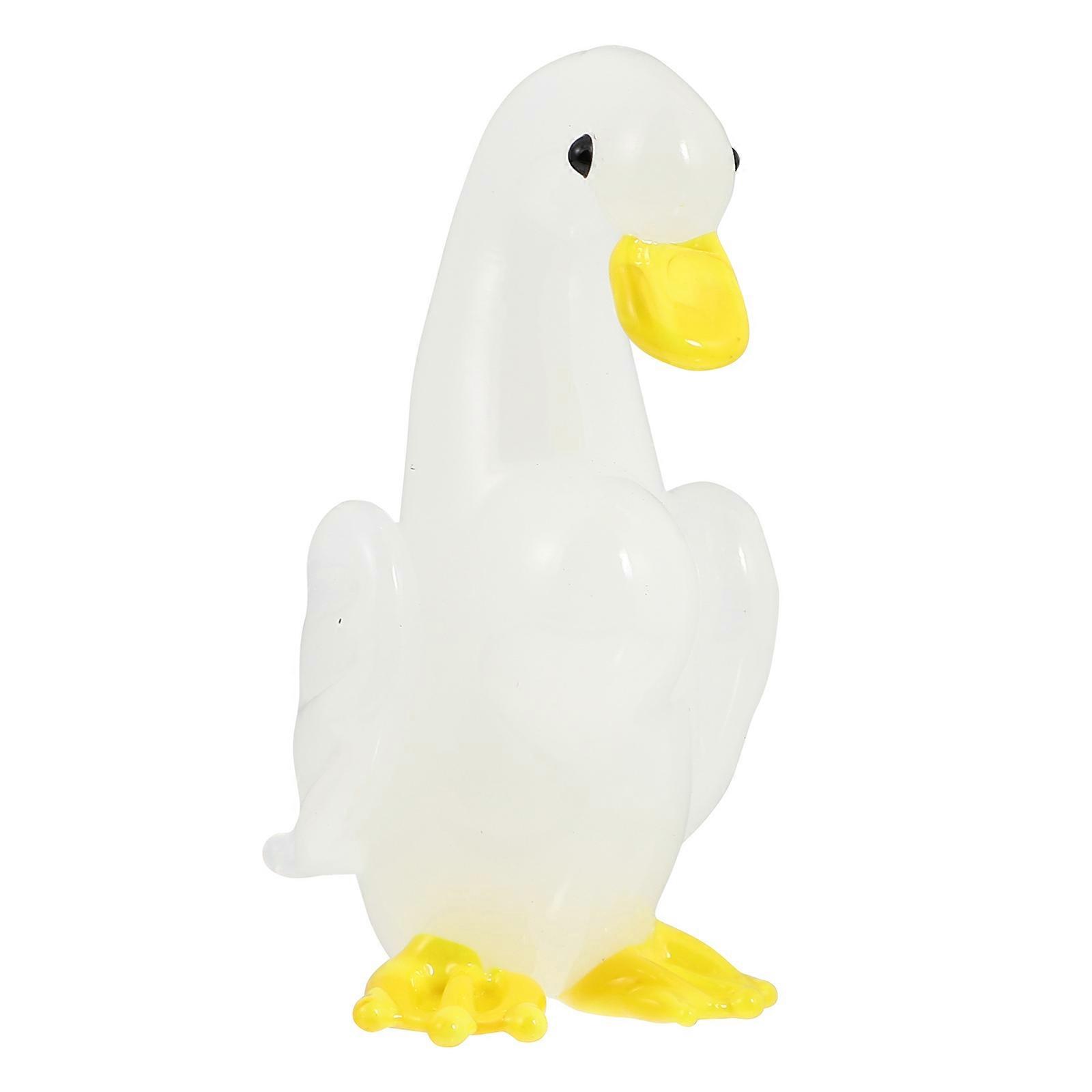 Goose Design Desktop Ornament Glass Decoration Simple and Interesting Design White 3.5X3CM present 1Set
