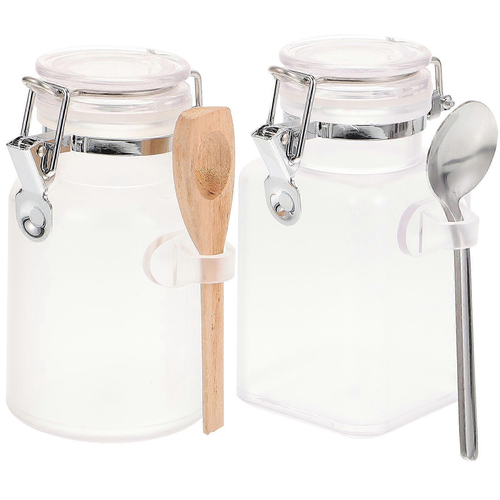 2 Sets Bath Salt Storage Bottles Mask Powder Bottles Sub-packaging Bottles with Spoon