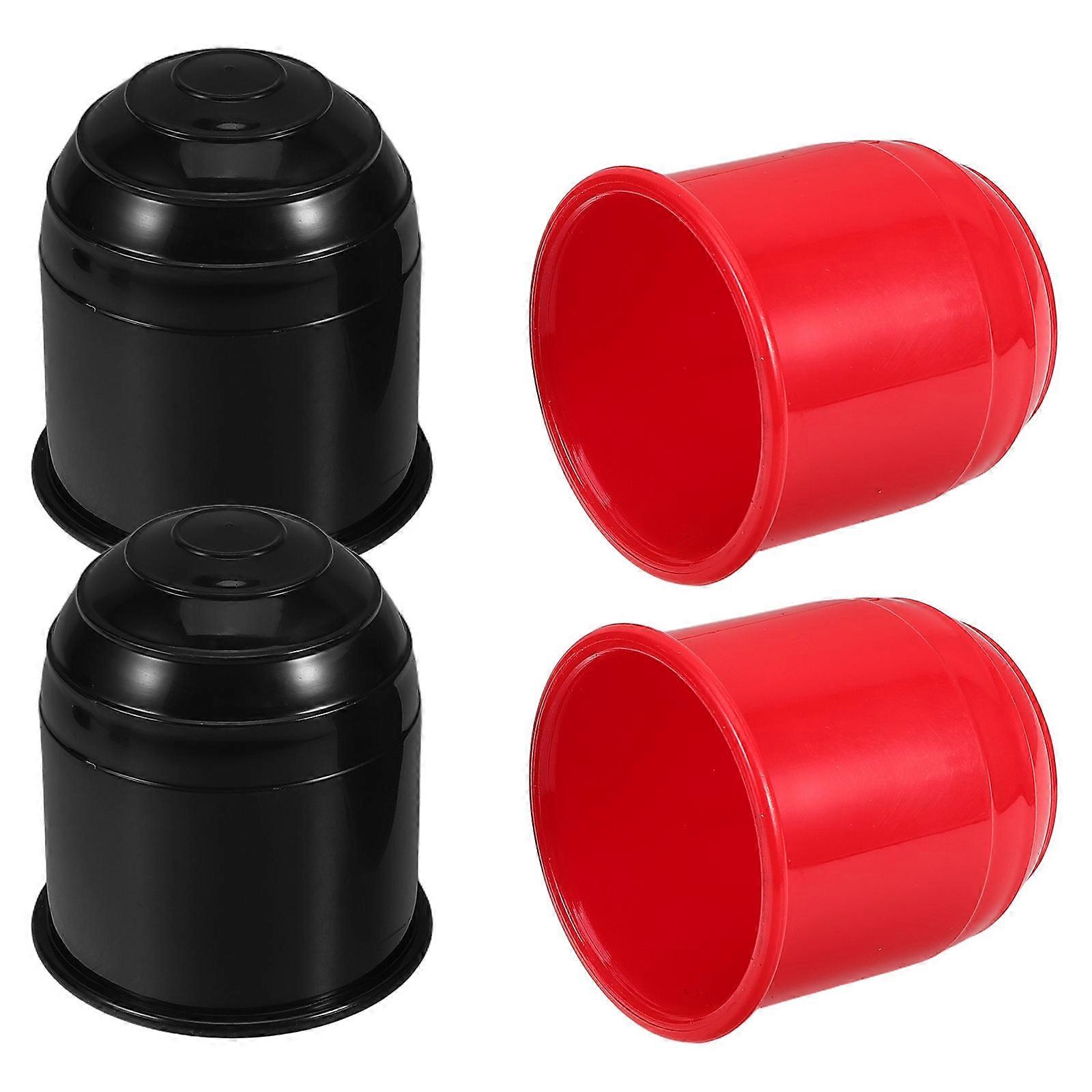 4pcs Durable Plastic Tow Ball Cover Caps for Trailer Hitch Balls – Easy Installation, Versatile Automotive Towing Protection with Stylish Red Black