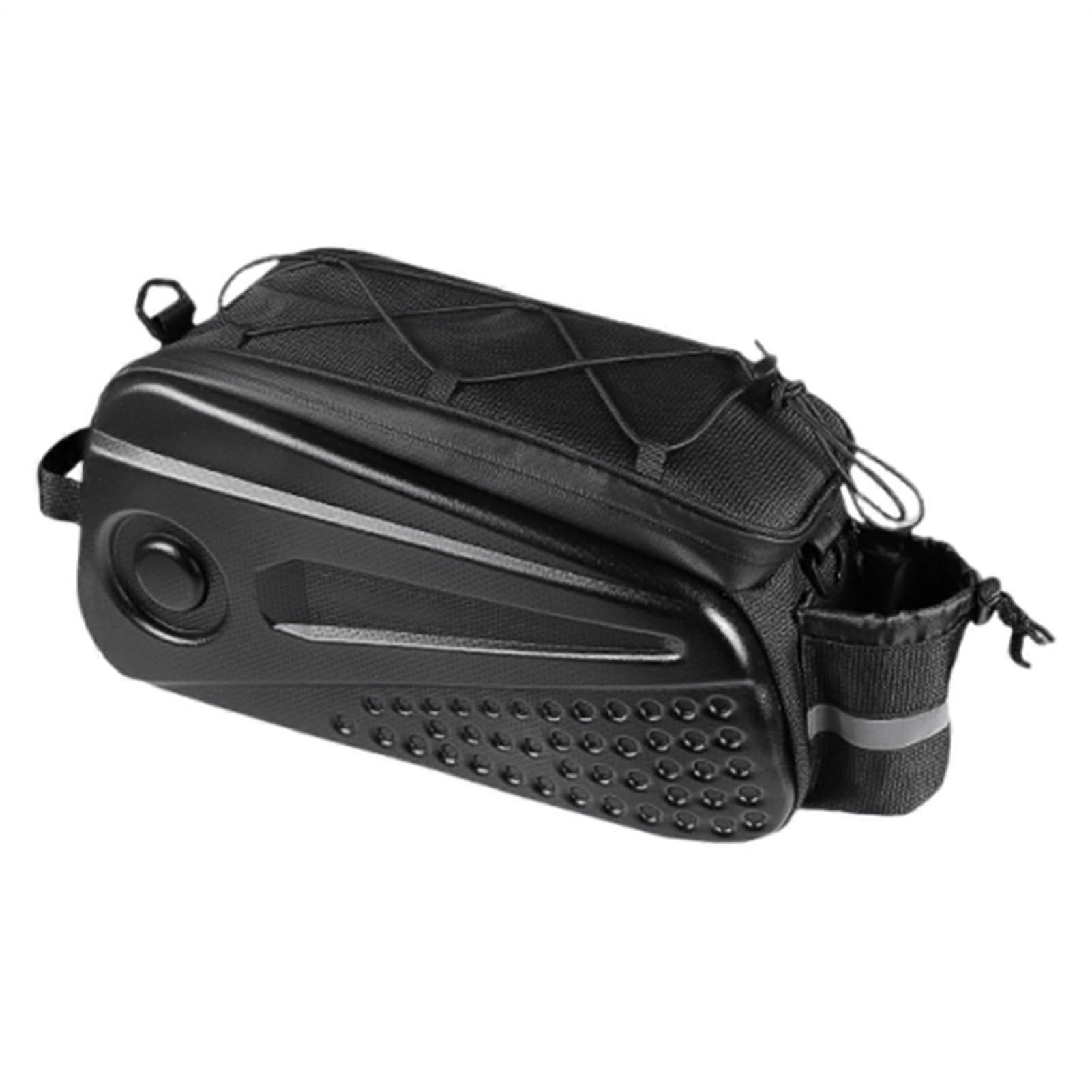 Bicycle Pannier Rack Bag 8.6L Hard Case with Reflective Strap for Organizing Keys, Maps, and Water Bottles