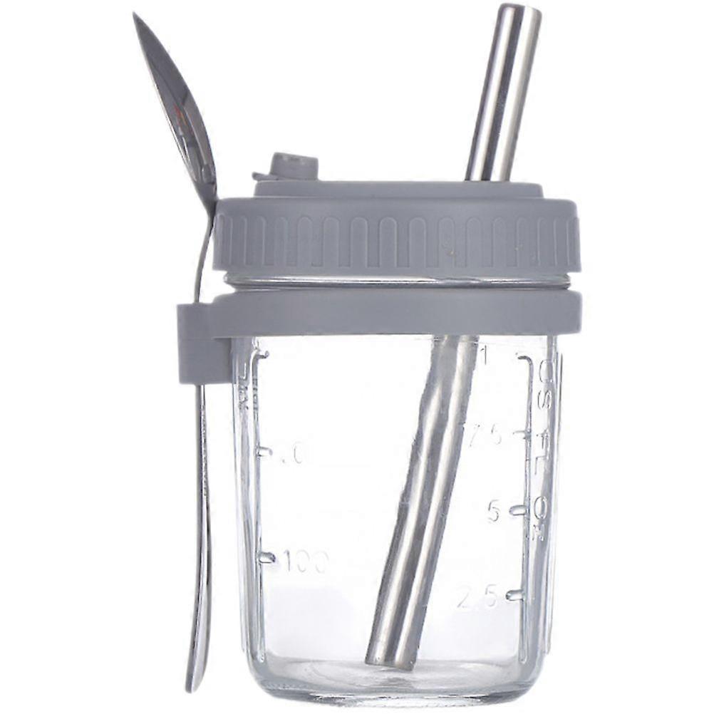 1 Set Overnight Oat Behälter mit Deckel, Overnight Oats Glas, Overnight Oats Behälter und Löffel Strohhalm