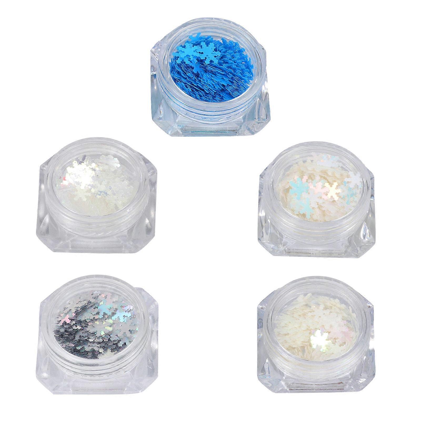 Snowflakes Sequin Fine Nail Glitter For Home Diy Women Nail Lovers Manicurists Plastic Metal Sequins Compact and Portable 5Pack