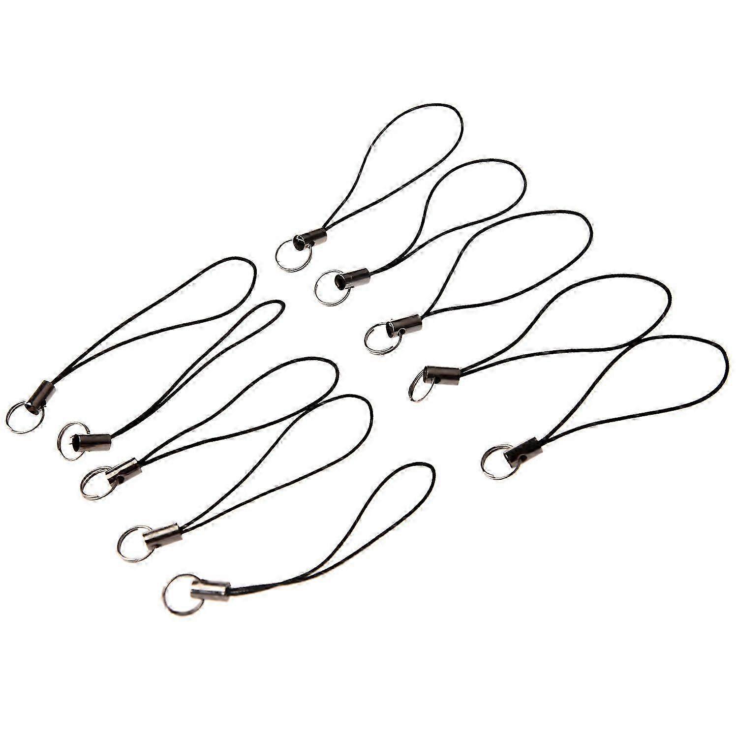 Cell Phone Strap Black/ Silver Tone Split Ring (10)
