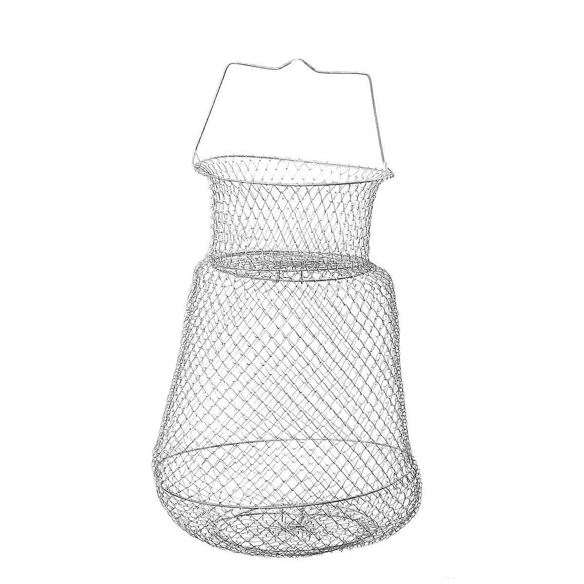 Foldable Fishing Net 30CM Iron Mesh for Fishermen Contain Fishes and Shellfishes 1Pcs