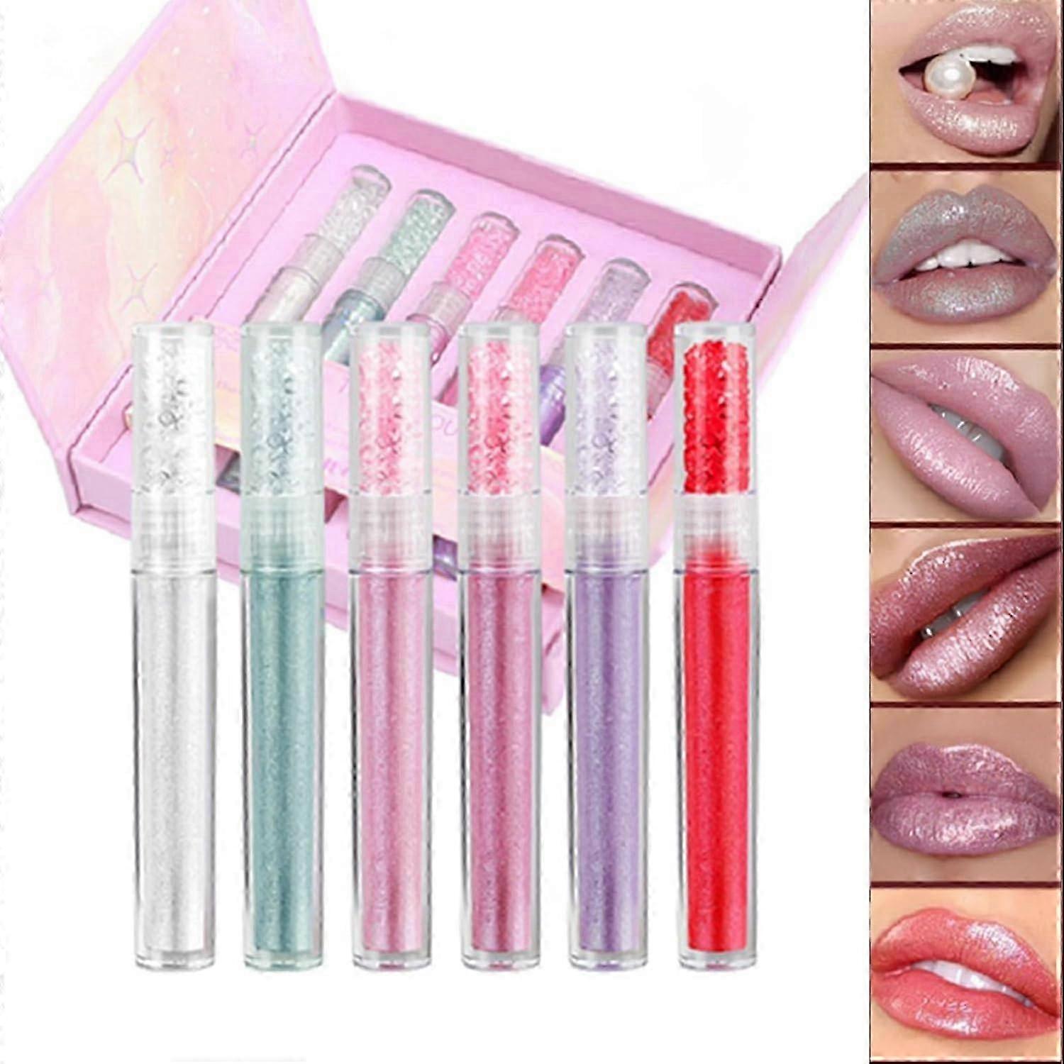Ensemble de rouges à lèvres liquides scintillants, ensemble de 6 couleurs de rouge à lèvres métallique scintillant de diamant, ensemble de brillant à lèvres scintillant longue durée imperméable à l’eau