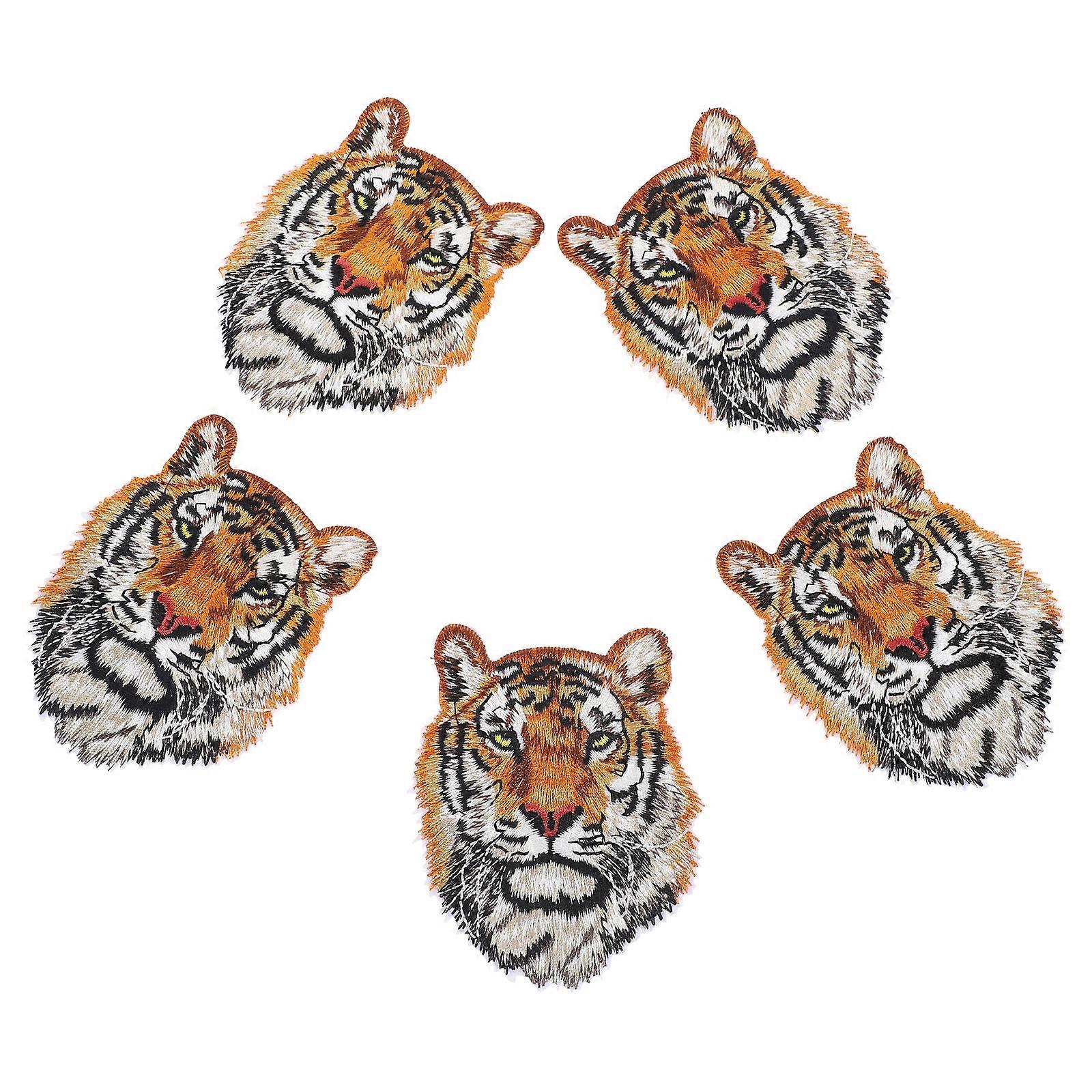 5pcs Tiger Head Patch, Pants Diy Patches Appliques For Clothes Sew On Clothes Patch Iron On Sew On Patch For Clothes Patches Head Pattern Clothes