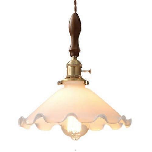 Nordicstyle glass chandelier, petalshaped pendant lampshade, E27 light source, balcony pendant lamp