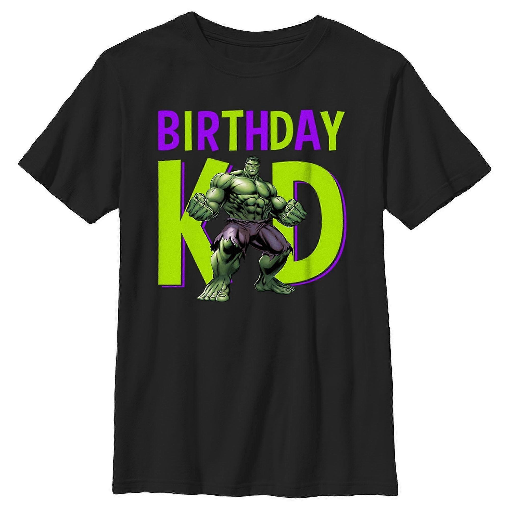 Boy's Graphic Tee Black Large for Kids, Suitable for Marvel Hulk Theme