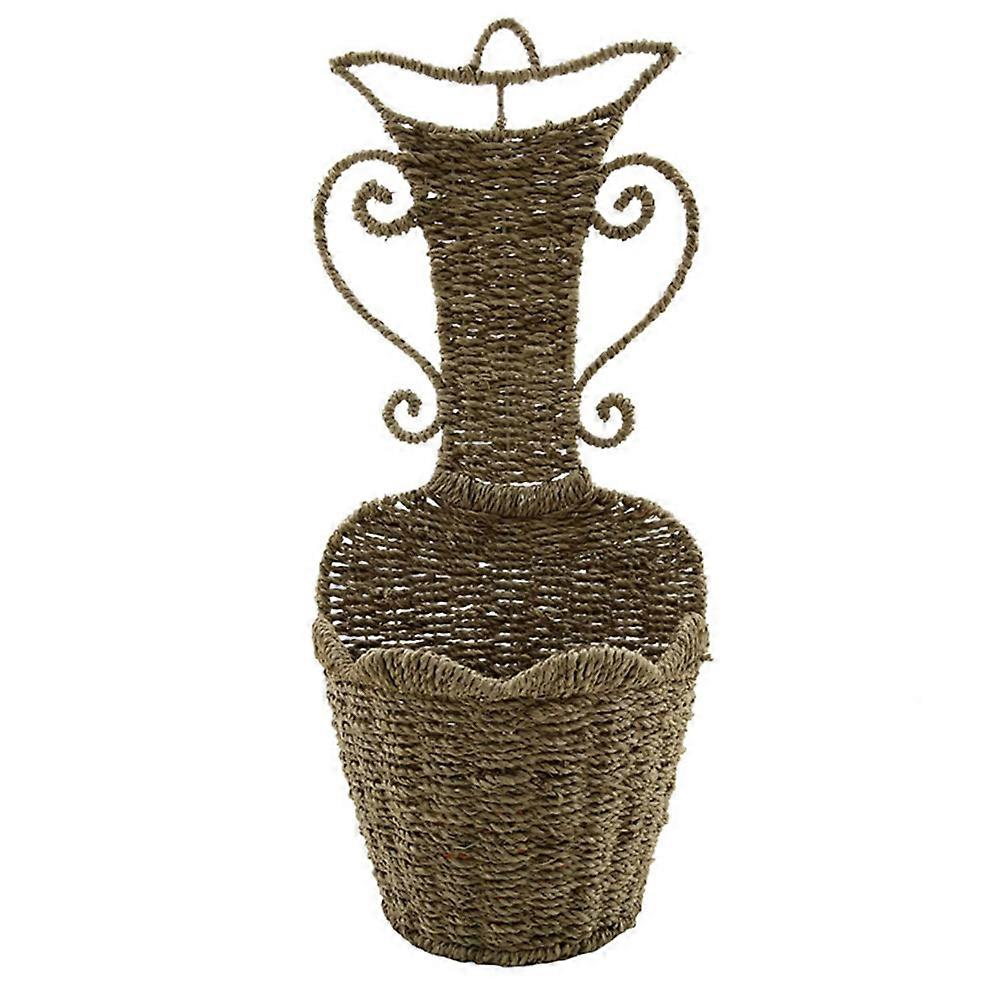 Wall Mounted Decorative Woven Basket for Storage with Straw Material Beige Color 1pc