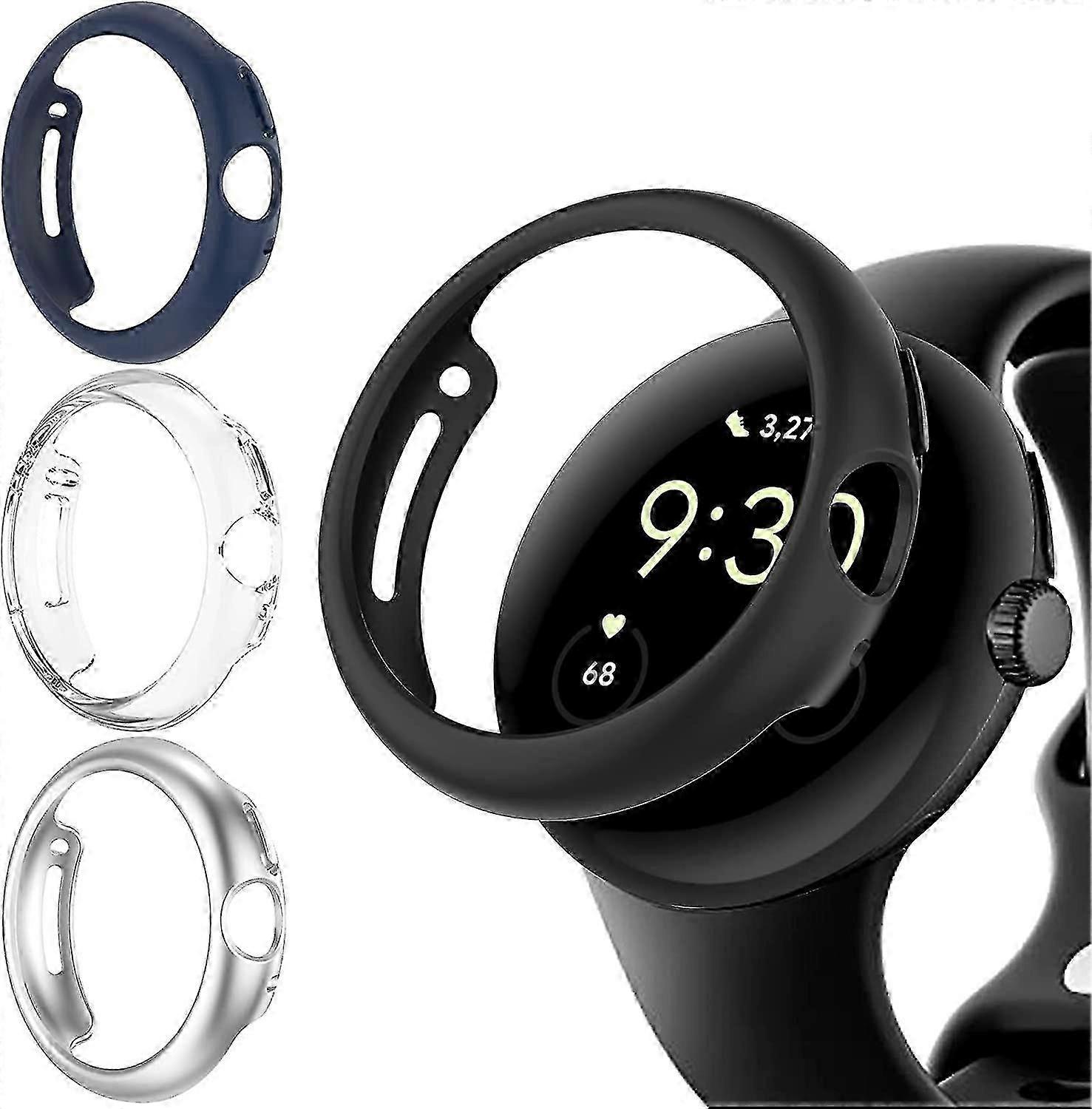 4 Pack Case for Google Pixel Watch 2022 Rlease, Ultra-Thin Shockproof Hard PC Protective Cover, All-Around Edge Frame Bumper