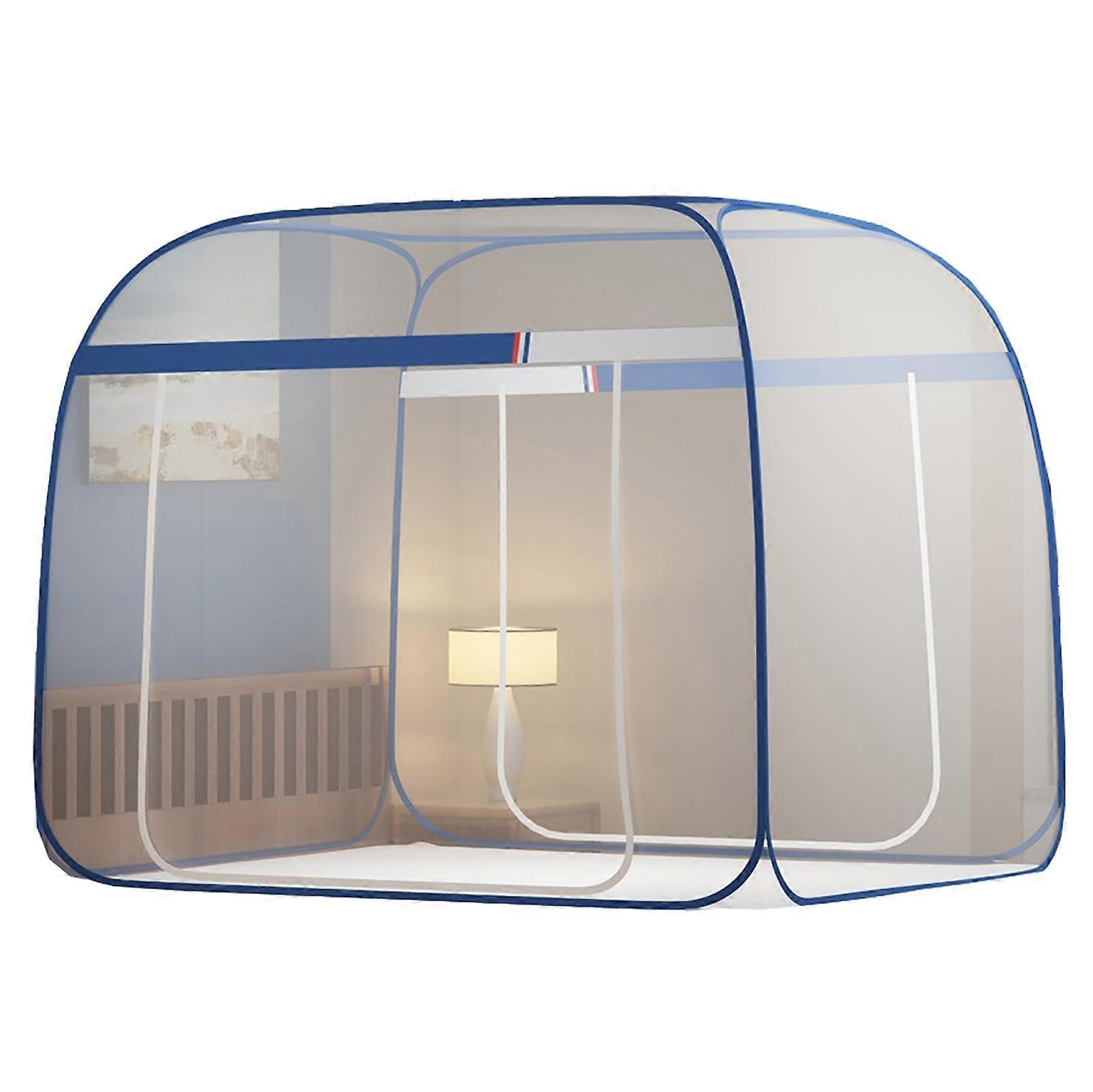 Pop Up Mosquito Net Tent for Beds, Self Standing, Foldable Portable, Blue, 150x190cm