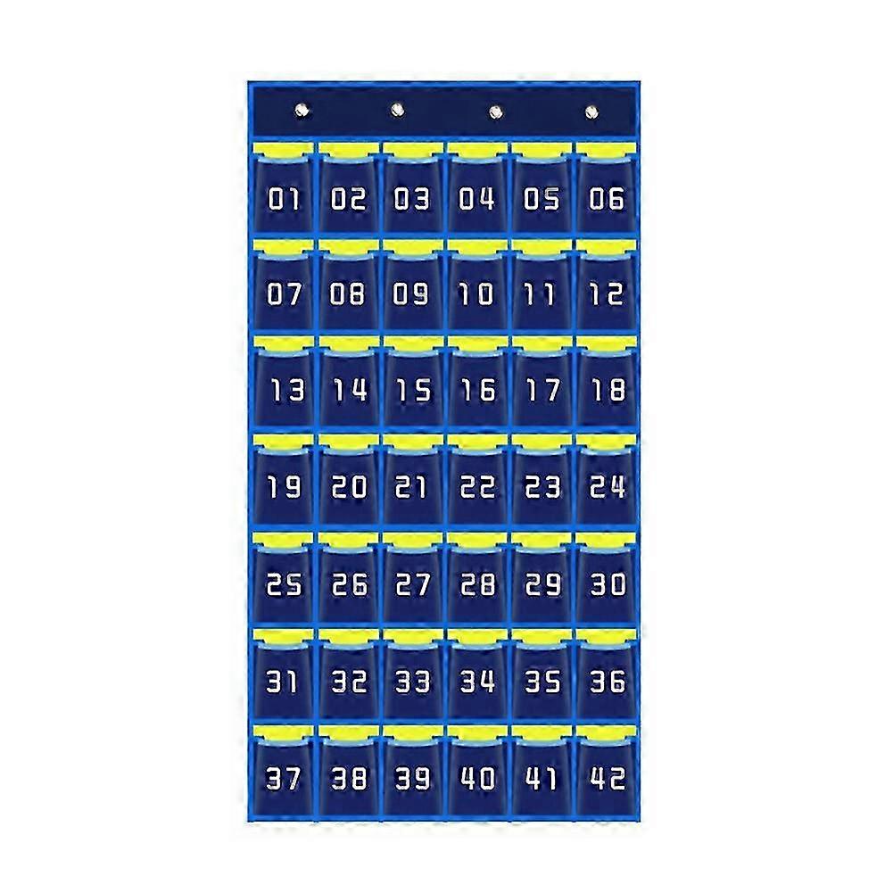 42 Numbered Pockets Chart Cell Phone Hanging Organizer Storage Bag for Classroom Calculator