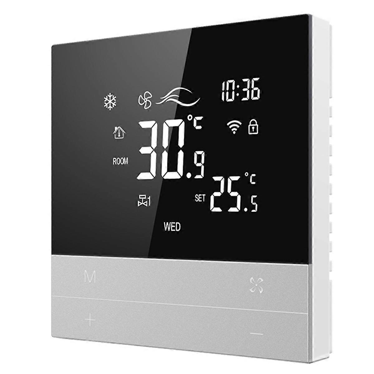 WiFi Smart Climatiseur central Thermostat Fonction de chauffage et de refroidissement Ventilo-convecteur à 3 vitesses TouchScr