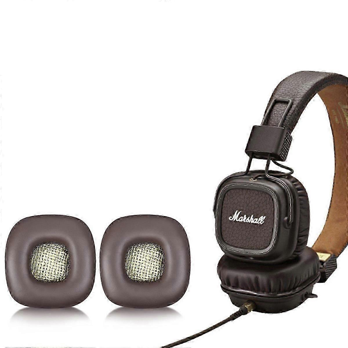 För Marshall Major II Hörlurar Ersättning Öronkuddar Memory Foam Läder Kuddar Bas Förbättrad