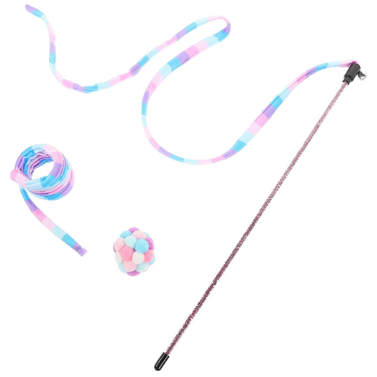 Cat Toys Wand Cat Pole Toy Cat Exercise Entertainment Plush Material Ball Shape 1 Set