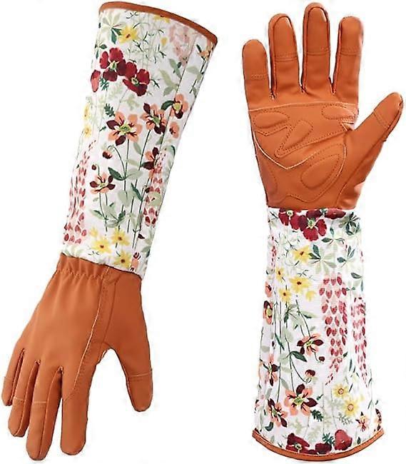 ZENGO μακρά φλοράλ Floral προστασία αντιβραχίων γυναικών γαντιών κηπουρικής απόδειξη αναπνεύσιμη για το κλαδάκι κάκτων τριαντάφυλλου, καφετί ηλίανθου