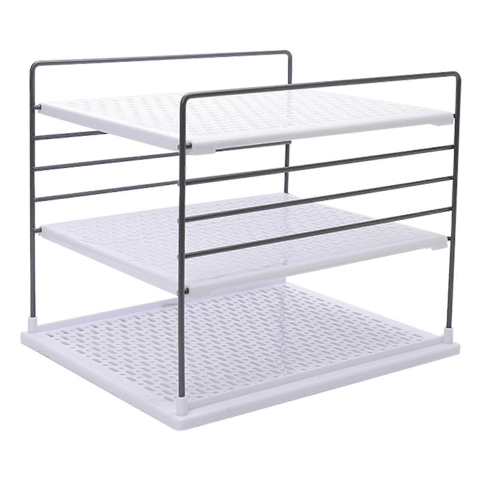 Küchen Organizer Rack 27x22x22cm with Water Filter Hole Design, Collapsible Shelf for Desk Storage and Organization